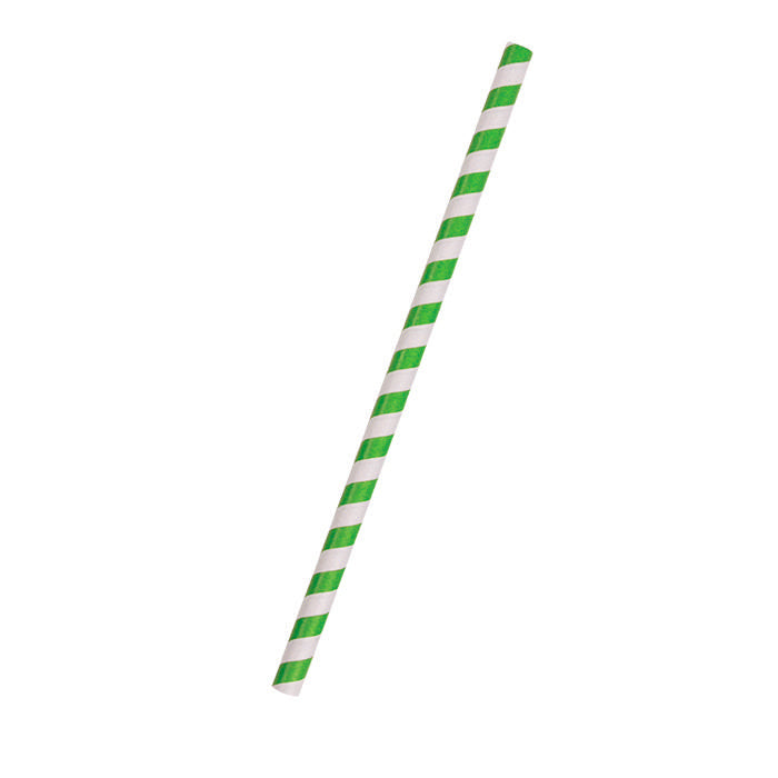 Paper Straw Jumbo-Green Stripe 2500pc/ctn